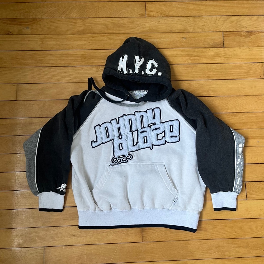 Johnny Blaze Vintage Y2K Colorblock Hoodie NYC Hip Hop Youth Medium